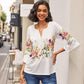 🔥【M-4XL】🥰 Női virágmintás V-nyakú póló 🌸👚