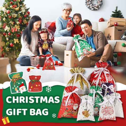 🎅 Karácsonyi akciók 🎄 Húzózsinórral ellátott karácsonyi ajándékzsákok (biológiailag lebontható) 🍃