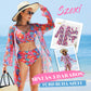 🌼 S-2XL 👙 Női divatos, szexi, nyomtatott fürdőruha 3 darabos szett 💃