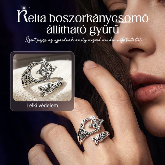 🥰 S925 Sterling Ezüst Kelta Csomós Nyitott Gyűrű 💍✨