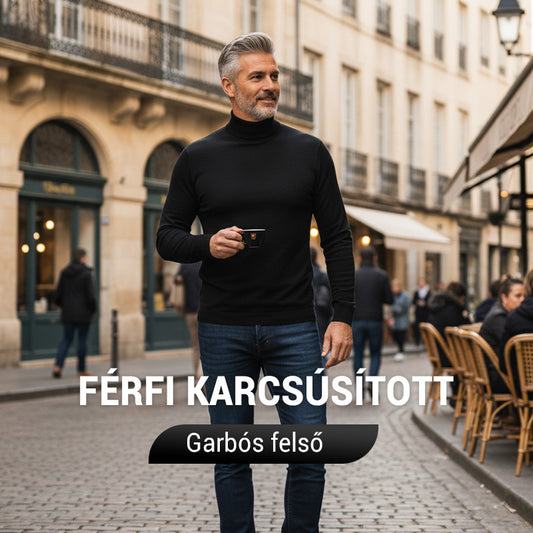 🖤 Férfi magas nyakú, karcsúsított, hosszú ujjú póló 🔥