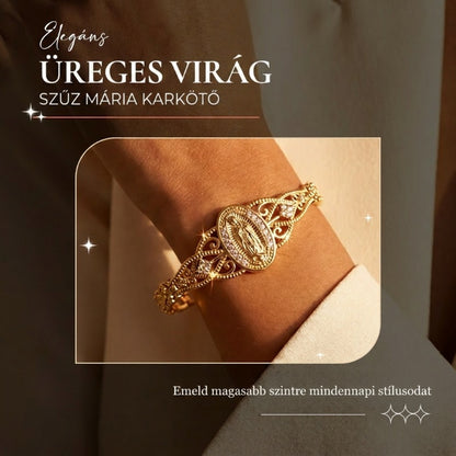 ✨🎁 Elegáns, virágmintás, üreges Szűz Mária karkötő 💖