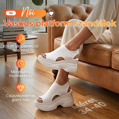 👡 Női ferde sarkú szandál – nyitott orrú | Elegáns, magasságnövelő, puha talpbetét – ideális városi sétákhoz és nyaraláshoz 🏖️