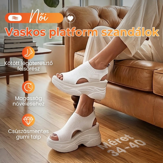 👡 Női ferde sarkú szandál – nyitott orrú | Elegáns, magasságnövelő, puha talpbetét – ideális városi sétákhoz és nyaraláshoz 🏖️