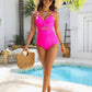 👙Summer Hot Sale 50%🩱Metallic Accent Mesh Panel One-Piece Swimsuit