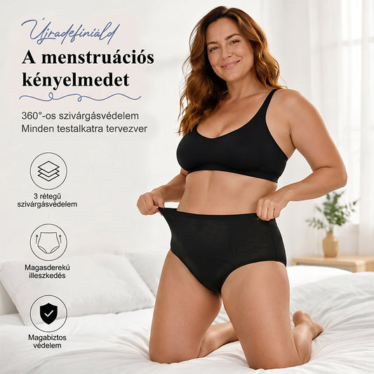 🔥 1+2 INGYEN 🌺🩲 Magasderekú szivárgásmentes bugyi – 🛡️ Vajpuha, rendkívül rugalmas és diszkrét védelem 🍃