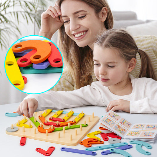 🧩 50% KEDVEZMÉNY MOST! ✨ Montessori Kirakó - Fa Geometrikus Formák Mintakártyákkal Korai Tanuláshoz és Kreatív Fejlődéshez 🎁🎄