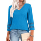 🌺[S-3XL]👚✨ Klasszikus Egyszínű V-nyakú Felső 3/4-es Ujjakkal