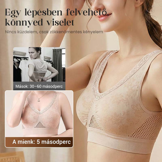 🔥 M-6XL 🌺 Magas Támogatású, Drót Nélküli Csipkés Melltartó Nőknek 💃💕
