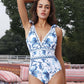 🌞 S-3XL 🌊 V nyakú, csipkés, nyomtatott egyrészes fürdőruha és szoknya 🩱⛱️
