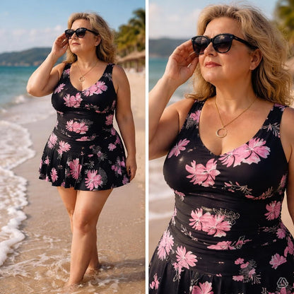 🏖️🩱 Női virágmintás, egyrészes úszóruha – Haslesimító és karcsúsító kialakítás 🌊🏊‍♀️