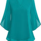🔥 [S-2XL] 👚💖 V-nyakú sifon ing