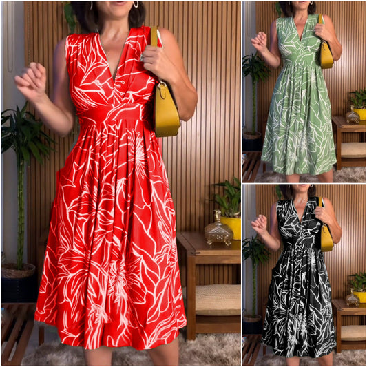 ⏰Nyári kiárusítás: 60%-os kedvezmény💃Ujjatlan plus size derekú ruha✨
