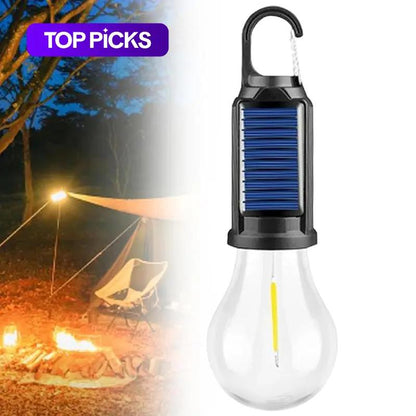 🏕️ Meleg fényű, napelemes LED kemping izzó – 🔋 Zöld energia és kényelmes, hangulatos éjszakai fények a szabadban ✨🌿