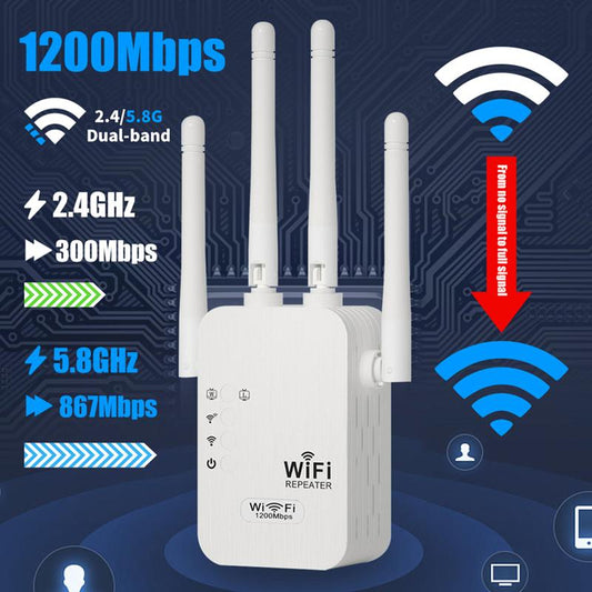 💪📱 2.4GHz és 5GHz Dual-Band Vezeték nélküli Router Jel Erősítő 📡🚀