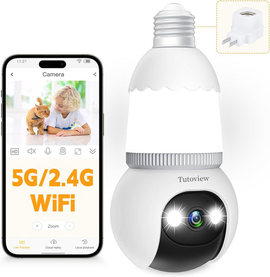 📷💡 4MP Izzó Biztonsági KAMERA – 5G és 2.4GHz Vezeték nélküli Kültéri/Beltéri KAMERA Éjjellátóval 🛡️🌙