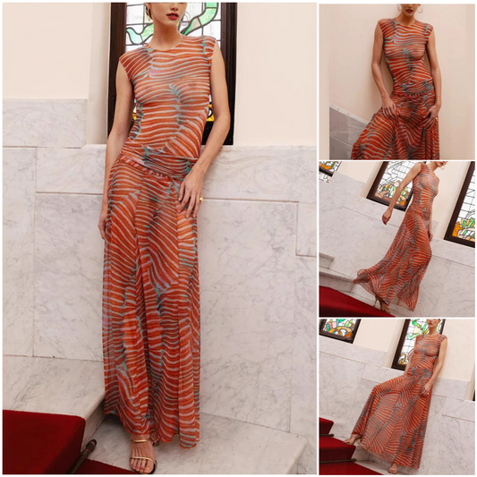 🔥👗 Női Átlátszó Hálós Hátul Kapcsos Felső és Szoknya Szett