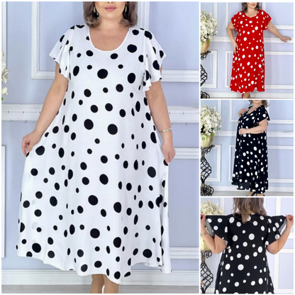 🔥 [S-4XL] ✨️👗 Női Mintás Pöttyös Ruha