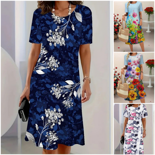 🔥 (S-4XL) 👗🌺 Női Hétköznapi Virágmintás Ruha 💕