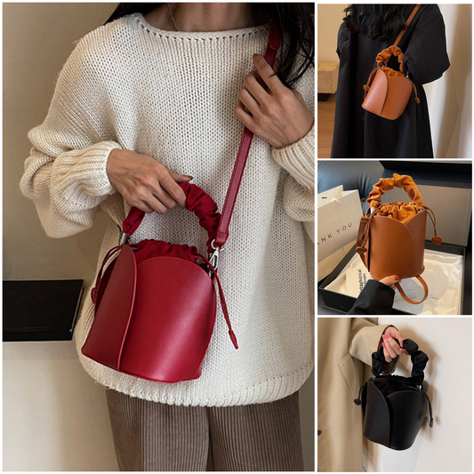 🎁Forró Akció 50% KEDVEZMÉNY✨ Kézzel Készült PU Bőr Zsinóros Vödör Táska -- Stílusos és Sokoldalú! 👜