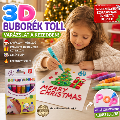 🔮Varázstoll – Rajzolj 3D-ben egyetlen vonással!🎄 Csináld magad: buborékos popcorn rajztollak