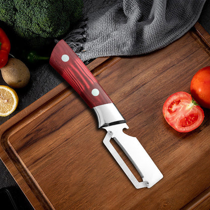 🔥🔪 Vastagított rozsdamentes acél többcélú hámozó 🥕🥔 – Extra erős, széles pengével és sörnyitóval 👩‍🍳👍
