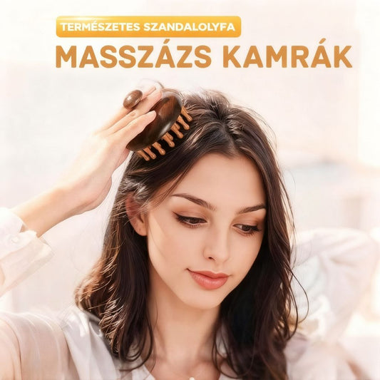 🔥 Természetes szantálfa masszázsfésű 🌿🥰