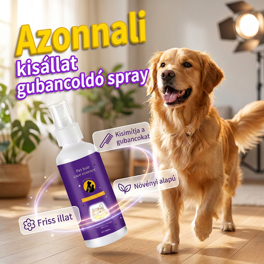 🐶💕 Allatoknak szánt csomómentesítő és ápoló hajspray (100 ml) – Azonnali simaság, nem kell kiöblíteni. Kellemes levendulaillattal. 🌿🌺