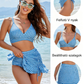 🌊🌞 Gingham magas derekú haskontrollos bikiniszett 👙