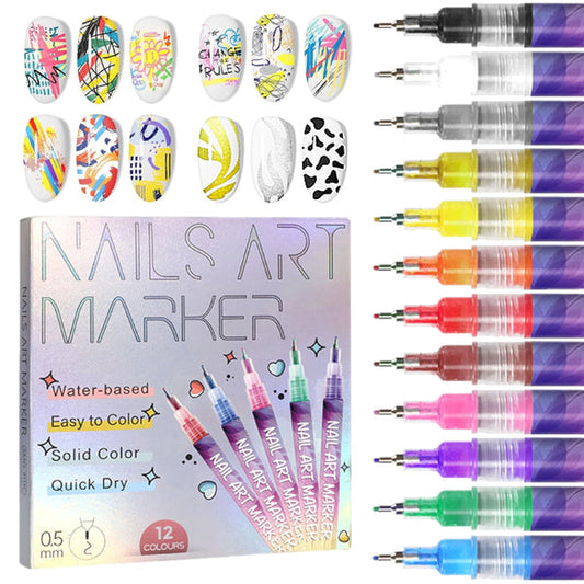 🔥 UTOLSÓ NAPI PROMÓCIÓ - 50% KEDVEZMÉNY 💅💖 12 színű körömművészeti tollkészlet 🎨