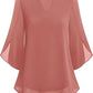 🔥 [S-2XL] 👚💖 V-nyakú sifon ing