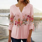 🔥【M-4XL】🥰 Női virágmintás V-nyakú póló 🌸👚