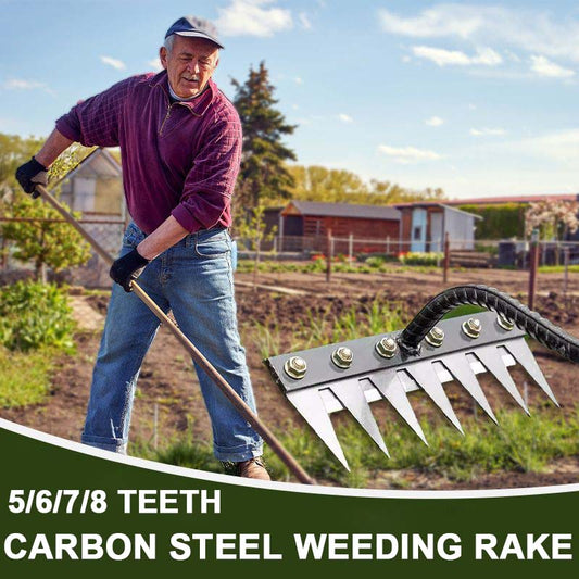 🔥💪 5/6/7/8 fogú szénacél kerti gyomláló gereblye 🏡🌿