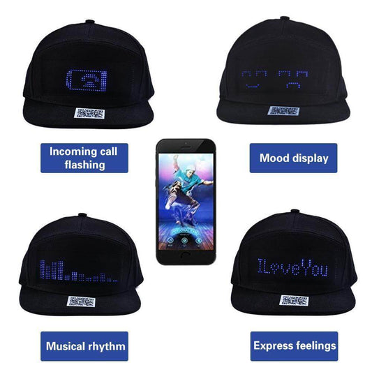 🔥📱 LED Bluetooth Sapka Személyre Szabott Szöveggel és GIF Megjelenítéssel 💡🧢