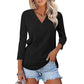 💖 (S-2XL) 👚🌺 Nők 3/4 Ujjú V-nyakú Egyszínű Felső