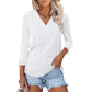 💖 (S-2XL) 👚🌺 Nők 3/4 Ujjú V-nyakú Egyszínű Felső