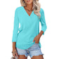 💖 (S-2XL) 👚🌺 Nők 3/4 Ujjú V-nyakú Egyszínű Felső