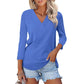💖 (S-2XL) 👚🌺 Nők 3/4 Ujjú V-nyakú Egyszínű Felső