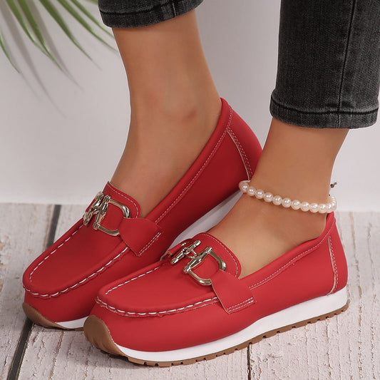 Női alkalmi fém csattos Slip-On cipők
