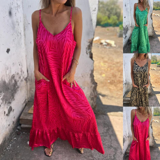 【S-3XL】👗Női nyomtatott spagettipántos ruhák