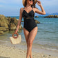 👙Summer Hot Sale 50%🩱Metallic Accent Mesh Panel One-Piece Swimsuit