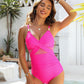 👙Summer Hot Sale 50%🩱Metallic Accent Mesh Panel One-Piece Swimsuit