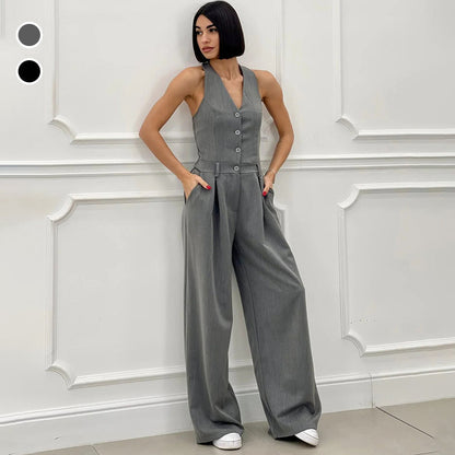 【S-5XL】💖Női ujjatlan, gombos elülső kezeslábas
