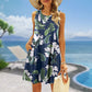 🌞[M-2XL]🏖️👗 Női Mintás Ujjatlan Mini Ruha Zsebekkel