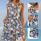 🌞[M-2XL]🏖️👗 Női Mintás Ujjatlan Mini Ruha Zsebekkel