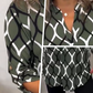 Női geometrikus mintás V-nyakú blúz