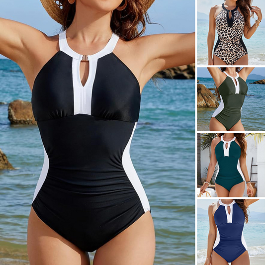 🌊 S-2XL 👙 Mély V-kivágású, karcsúsító egyrészes fürdőruha 🌞⛱️