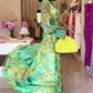 Elegáns mély V derekú nyomtatott Maxi ruha
