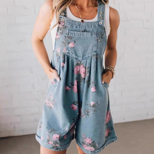 🔥[S-XL]🌸 2025 Új Divat 🌸 Vintage Virágmintás Farmer Overall