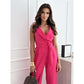 ⏰Nyári kiárusítás: 40%-os kedvezmény🌸【M-2XL】💟Női ujjatlan V-nyakú egyszínű Jumpsuit💃